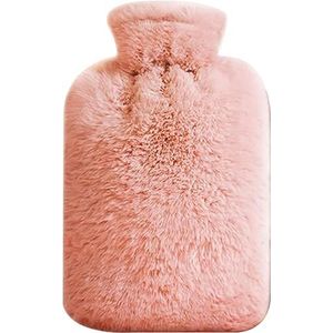 Warmwaterkruik van 500 ml met zachte overtrek, warmwaterkruik met kangoeroezak, lekvrij en getest, bedfles voor volwassenen, voor behaaglijke nachten en pijnverlichting (roze1)