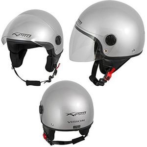 A-Pro Jethelm, scooterhelm, met vizier, zilverkleurig, maat XL