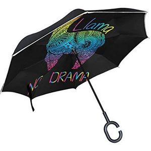 RXYY Winddicht Dubbellaags Vouwen Omgekeerde Paraplu Tropische Etnische Llama Alpaca Waterdichte Reverse Paraplu voor Regenbescherming Auto Reizen Outdoor Mannen Vrouwen