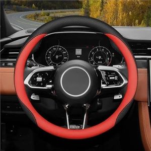Stuurhoes Auto Stuurwielhoes Interieur Leer Breathe Voor Jaguar XE XJ F-PACE XF XE XJ E-PACE Stuurhoes van leer(Zwart rood)