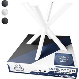 CM Furniture Tafelpoten Spider Spinnen voor Ronde en Vierkante Bladen Wit Hoogte 72 cm Conferentietafel 72x80x80 cm Tafelonderstel Vergadertafel Salontafel, Eenvoudige Montage Kruisframe DIY