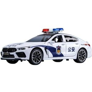 1:24 for BMW M8 MH8 Legering Model Auto gegoten Metalen Speelgoed Politie Auto Auto Model Collection Geluid en Licht Motorvoertuig Model(White)