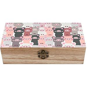 Leuke Baby Little Pig Houten Doos met Deksel Opbergdozen Organiseren Sieraden Doos Decoratieve Dozen voor Vrouwen Mannen