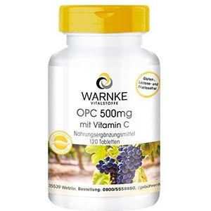 OPC 500 mg - 120 tabletten druivenpitextract met gebufferde vitamine C, hoog gedoseerd, veganistisch | Warnke Vitalstoffe - Duitse apothekerskwalitei