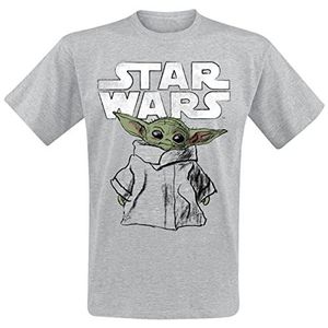 Star Wars The Mandalorian - Baby Yoda - Grogu T-shirt grijs gemêleerd XXL