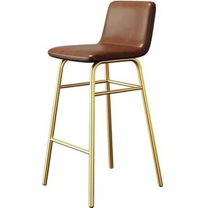 JAVYPPT Ontbijt Keuken Counter Barkrukken Set van 1 Faux Lederen Seat Bar Stoelen Goud Metalen Benen Barkrukken Zwart/Wit/Bruin Hoge Krukken (Bruin, Hoogte 65cm)