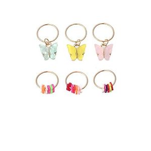 5/6 stuks Fashion Hairgrip-hangers Charms dreadlock accessoires vrouwen meisjes vlinderclips sieraden ringen haarspelden (6 stuks)