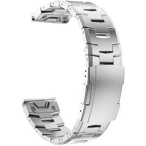 Jeniko Titanium horlogeband QuickFit 26 mm compatibel met Garmin Fenix ​​7X 7 6 6X Pro 5X Plus Mk2 metalen band 22 mm Epix Gen 2 MARQ 955 D2 G1 armband (Color : Silver, Size : QuickFit 22mm)