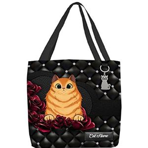 177 Koord Tote Bag Gepersonaliseerde Kat Boodschappentas Milieuvriendelijke Schouder Handtassen Lichtgewicht Tote Bags Voor Vrouwen, Zwemmen, Winkelen, 15X50X40cm, Draagtas 590, 15x50x40cm