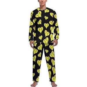 Love Softball Distressed Heart Zachte Heren Pyjama Set Comfortabele Lange Mouw Loungewear Top En Broek Geschenken L