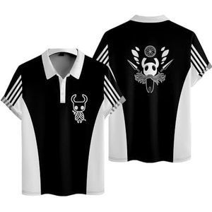 Hollow Knight Polo T-shirts Jongens Meisjes Mode Gaming Tee Mannen Vrouwen Casual Korte Mouw Shirt Casual Streetwear, Zwart, S