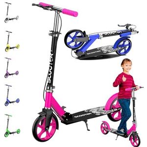 Kinderstep met remmen, aluminiumlegering snelle opvouwbare scooter voor tieners en volwassenen, met voetsteunframe, schokabsorberend ontwerp, opvouwbare scooter voor binnen en buiten, roze