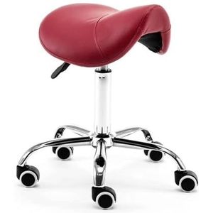 JAVPTAV Stoel met wieltjes van leer, comfortabel en hoog, ideaal voor klinieken, tandartsen, spa's, massagesalons en studio's. (Rood)