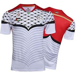 SPABOY Heren Jersey Rugby Jersey, Palestina Maillot De Rugby Polo Shirt Training T-Shirt, Supporter Voetbal Sport Top, Beste Verjaardagscadeau Training T-shirts, Wit, L