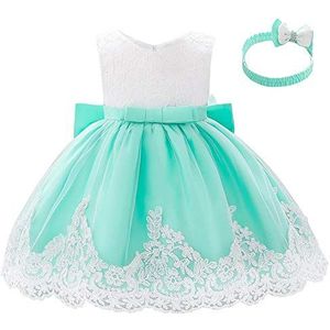 Lito Angels Kanten jurken voor babymeisjes met hoofdband Verjaardagsfeestje Bruiloft Bloemenmeisjesjurk 12-18 maanden Groen 426
