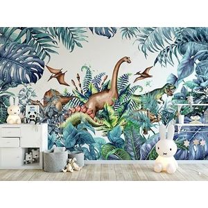 PHVRLG Fotobehangcartoon Dinosaurwall muurschildering niet-geweven muurschilderingen muurkunst moderne slaapkamer woonkamer decoratie 350 cm (B) x 256 cm (H)