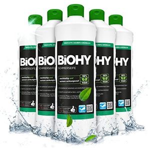 BiOHY Zachte zeep (6 x 1l Fles) | Vloerreiniger CONCENTRATE | Natuurlijke ingrediënten | toepasbaar op alle gevoelige oppervlakken | rubber, linoleum,PVC (Schmierseife)