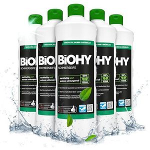 BiOHY Zachte zeep (6 x 1l Fles) | Vloerreiniger CONCENTRATE | Natuurlijke ingrediënten | toepasbaar op alle gevoelige oppervlakken | rubber, linoleum,PVC (Schmierseife)
