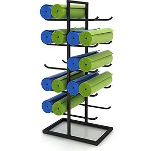 Yogamat Rek Dubbelzijdig Home Foam Roller Rack Yoga Mat Houder, Woonkamer Gym Fitness Klasse Garage Ijzer Schuim Rollen Staan, 5 Lagen Tapijten Stands (Color : Black, Size : 60cm x 40cm x 130cm)