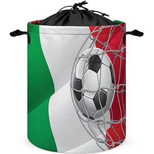 Voetbal doel en Italiaanse vlag wasmand met deksel opvouwbare trekkoord wasmand voor thuis reizen