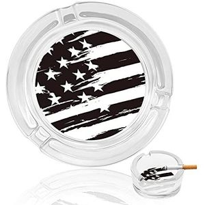 Amerikaanse Amerikaanse Vlag Zwart-Wit Glas Asbak Print Sigaar Asbakken Sigaretten Asbak Roken Houder Ash Tray Voor Thuiskantoor