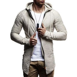 Leif Nelson LN8149 Sweatjack, met capuchon, voor heren, slimfit, katoenmix, met lange mouwen, voor winter en zomer, zwart, L