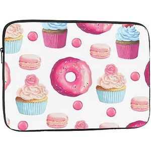 Roze Donut en Cupcake Laptop Sleeve Lichtgewicht Laptop Case Laptop Cover Shockproof Beschermende Notebook Case 15 inch