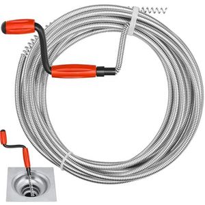 BBLTIFF Fret, afvoerontstopper, 5 m × 6 mm, fret, sanitair met zwengel, gootsteenontstopper, toiletontstopper geschikt voor keukenspoelbakken en badkamerslangen