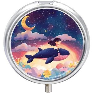 Pillendoosje Reizen Pil Organizer Flying on the Clouds Gedrukt Leuke Pillendoos Handige Pillendoos Geschikt om in zakken en zakken te worden geplaatst