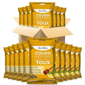 Herbion Naturals hoestzuigtabletten met natuurlijke honing-citroensmaak, 25 zuigtabletten, verlicht hoest, bevrijdt het neusslijmvlies, verlicht keelpijn; verpakking van 40 stuks