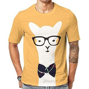 Alpaca Gentleman T-shirt met korte mouwen voor heren, ronde hals, print, casual T-shirt, tops, XL