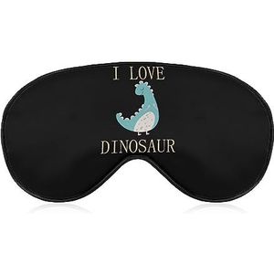 I Love Dinosaurus Blauw Grijs Slaap Oogmasker voor Mannen Vrouwen Tieners Kinderen, Nachtslaap Oogschaduw Cover Comfort voor Reizen Yoga Nap