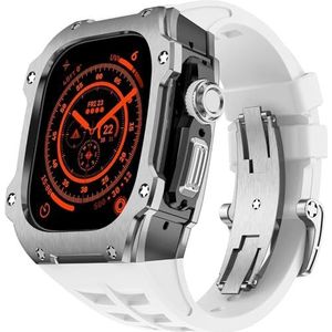 OFWAX RM Stijl Roestvrij Staal Horloge Case Rubber Band Mod Kit, Voor Apple Watch Ultra 2 49MM, Mannen Vrouwen Sport Rubber Horloge Band Modificatie Kit Armband Accessoires, For Ultra 49mm, agaat
