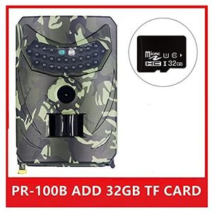 Wilde dierencamera Outdoor trail camera 1 2MP 1080P HD Wild Animal Camera's Waterdichte Wildlife Monitor Cam Night Vision Photo Traps Verkenning, beveiliging van het huis(PR-100B ADD 32GB)