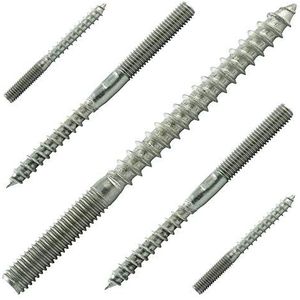 M6 x 100 mm (10 stuks) stokschroeven met dubbele schroefdraad - schroefpennen - roestvrij staal VA A2 V2A - roestvrij AGBERG