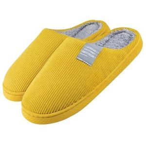 Milaloko Pluche zachte pantoffels voor dames en heren, winter, warm, antislip, voor binnen en buiten, geel, 40/41 EU