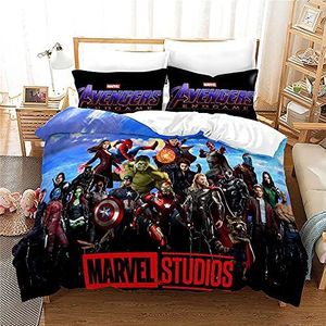 Agmdno Beddengoedsets voor kinderen, Avengers, kinderbeddengoed, microvezel beddengoed 135 x 200 cm + kussensloop 80 x 80 cm, dekbedovertrek, 2-delig (A9, 220 x 240 cm + 75 x 50 cm x 2)