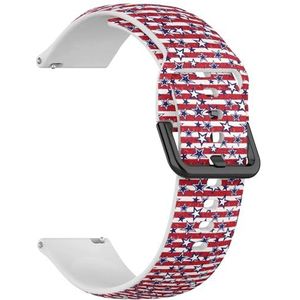RYANUKA Compatibel met Amazfit Bip 3/Bip 3 Pro/Bip U Pro/Bip/Bip Lite/Bip S/Bip S lite/Bip U (4e juli Usa Independence Day) 20 mm zachte siliconen sportband armband band, Siliconen, Geen edelsteen