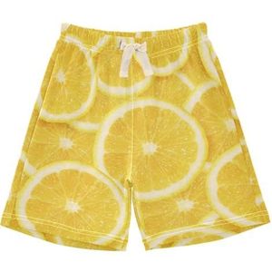 Anantty Korte broek voor jongens, fruit, citroenprint, geel, uniseks, katoenen shorts voor peuters en baby's, casual zomersportshorts, Meerkleurig, 2 Years