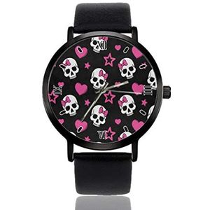 Skull Love Heart Women's Polshorloge Ultra Dunne Case Extreem Eenvoudige Analoge Polshorloge Dames Ultra Dunne Horloge Japans Quartz Beweging
