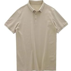 Heren Zomer Effen Kleur Polos Shirts Mannen Golf Korte Mouwen T-shirts Herenkleding Koreaanse Blouse, Beige, XS