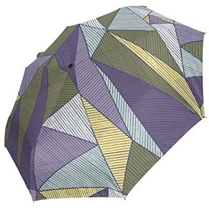 Driehoek Art Strepen Geometrische Automatische Opvouwbare Paraplu UV-bescherming Auto Open Sluiten Vouwen Winddicht Zonneblokkering voor Reizen Strand Vrouwen Kinderen
