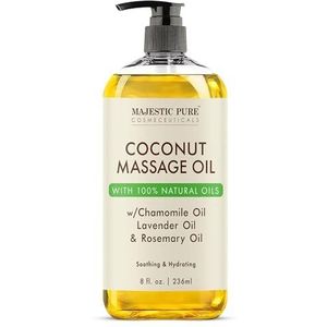 MAJESTIC PURE Kokosmassageolie - Ultra-Glide formule met kalmerend aroma - therapeutische massage, gemaakt met natuurlijke oliën - alle huidtypes, mannen en vrouwen - 8 fl oz