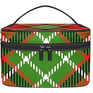 Make-up Organizer Bag, Reizen Make-up Tas Organizer Case Draagbare Cosmetische Tas voor Vrouwen en Meisjes Toiletartikelen Kerst Rood Groen Plaid, Meerkleurig, 22.5x15x13.8cm/8.9x5.9x5.4in