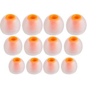 XCESSOR (S/M/L) 6 paar (12 stuks) siliconen vervangende oortelefoons in maat S/M/L. Vervangende oordopjes voor populaire in-ear hoofdtelefoons. Transparant/Oranje