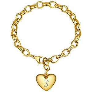 Goldchic Jewelry s Letter Adjustbale-Kettingarmband, Gouden Eerste Liefdevolle Hartbedelarmband