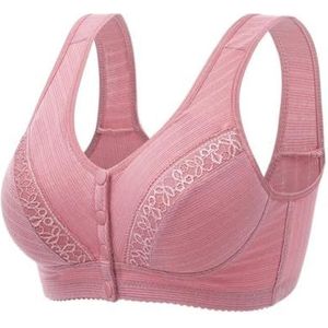 DCNIYT Vrouwen Draadloze Brassiere Front Knop Sluiting Ondergoed Ondersteuning BH Comfortabele Sport BH Plus Size, roze, 85