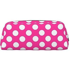 Roze stippen make-up tas lederen etui reizen toilettas cosmetische tas dagelijkse opbergtas voor vrouwen, Zilver, Eén maat, Tas Organizer