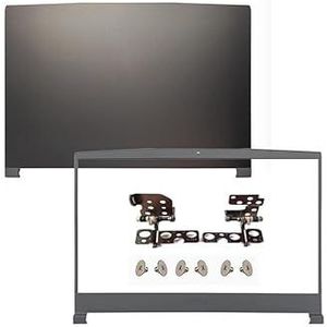 WANGHUIH LCD-achterklep bovenhoes achterdeksel + rand + schermscharnieren compatibel met MSI 15 dunne A15 MS-16R8 16RK laptop (achterdeksel+bezel+scharnieren)
