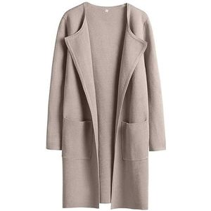 Dames open voorkant gebreid lichtgewicht vest casual lange jas, vesten voor vrouwen herfst winter stijl revers stijlvolle jas met zakken, dames lange mouwen vest oversized truien jas buitenkleding (G